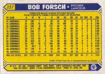 1987 O-Pee-Chee #257 Bob Forsch Back