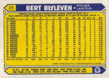 1987 O-Pee-Chee #25 Bert Blyleven Back