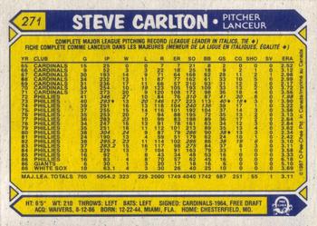 1987 O-Pee-Chee #271 Steve Carlton Back