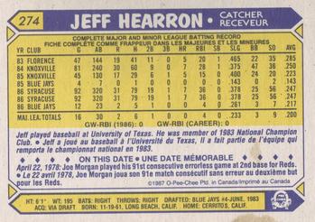 1987 O-Pee-Chee #274 Jeff Hearron Back