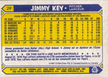 1987 O-Pee-Chee #29 Jimmy Key Back