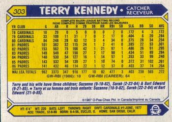 1987 O-Pee-Chee #303 Terry Kennedy Back