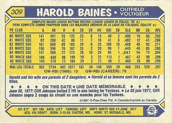1987 O-Pee-Chee #309 Harold Baines Back
