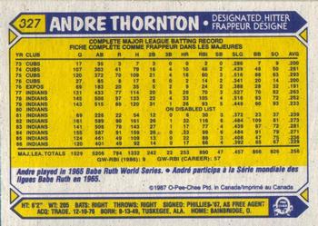 1987 O-Pee-Chee #327 Andre Thornton Back
