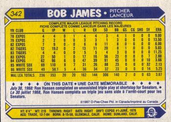 1987 O-Pee-Chee #342 Bob James Back