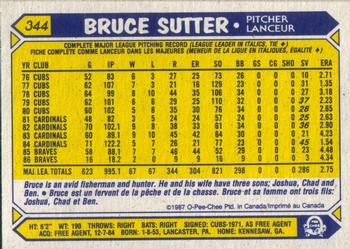 1987 O-Pee-Chee #344 Bruce Sutter Back