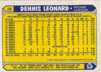 1987 O-Pee-Chee #38 Dennis Leonard Back