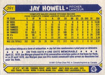 1987 O-Pee-Chee #391 Jay Howell Back