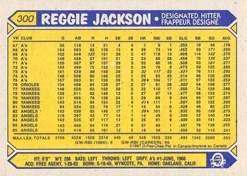 1987 O-Pee-Chee #300 Reggie Jackson Back