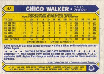 1987 O-Pee-Chee #58 Chico Walker Back