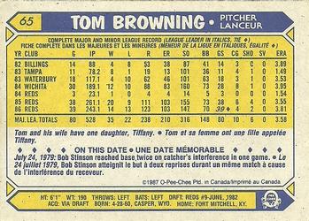 1987 O-Pee-Chee #65 Tom Browning Back