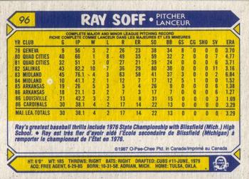 1987 O-Pee-Chee #96 Ray Soff Back