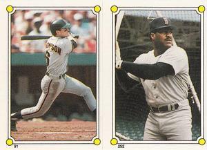 1987 O-Pee-Chee Stickers #91 / 252 Robby Thompson / Don Baylor Front