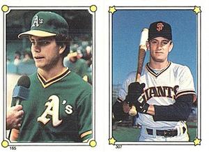 1987 O-Pee-Chee Stickers #165 / 307 Curt Young / Robby Thompson Front