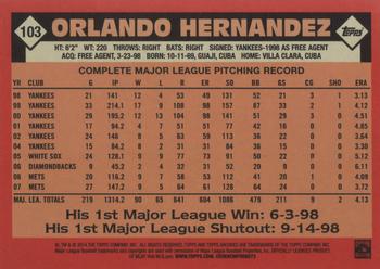 2014 Topps Archives #103 Orlando Hernandez Back