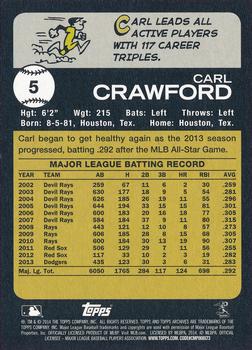 2014 Topps Archives #5 Carl Crawford Back