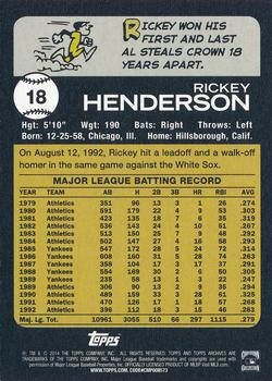2014 Topps Archives #18 Rickey Henderson Back