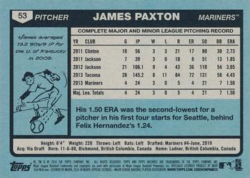 2014 Topps Archives #53 James Paxton Back