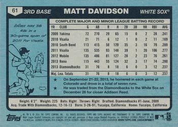 2014 Topps Archives #61 Matt Davidson Back