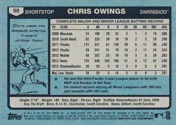 2014 Topps Archives #98 Chris Owings Back