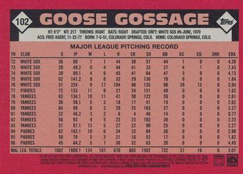 2014 Topps Archives #102 Goose Gossage Back