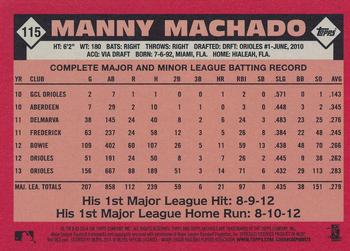 2014 Topps Archives #115 Manny Machado Back