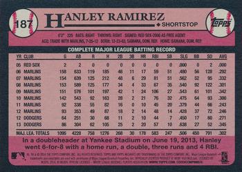 2014 Topps Archives #187 Hanley Ramirez Back