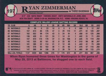 2014 Topps Archives #197 Ryan Zimmerman Back