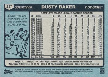 2014 Topps Archives #237 Dusty Baker Back
