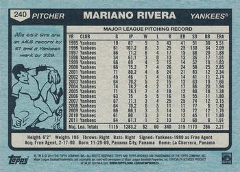 2014 Topps Archives #240 Mariano Rivera Back