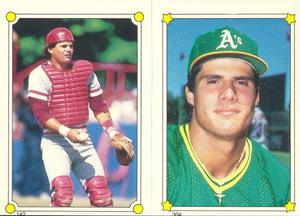 1987 Topps Stickers #142 / 304 Bo Diaz / Jose Canseco Front