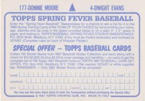 1987 Topps Stickers #4 / 177 Dwight Evans / Donnie Moore Back