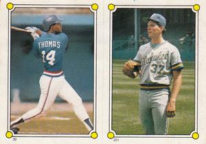 1987 Topps Stickers #39 / 201 Andres Thomas / Dan Plesac Front