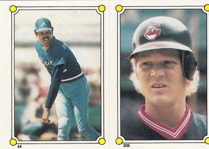1987 Topps Stickers #44 / 205 Omar Moreno / Pat Tabler Front