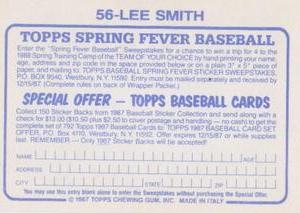 1987 Topps Stickers #56 Lee Smith Back