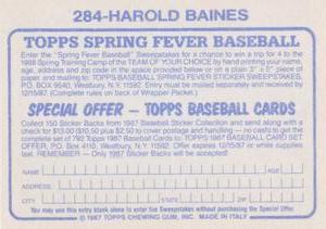 1987 Topps Stickers #284 Harold Baines Back