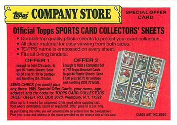 1989 Topps - Topps Company Store #NNO Sports Card Collectors' Sheets Offer Front