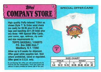 1989 Topps - Topps Company Store #NNO Style F T-Shirt Offer Front