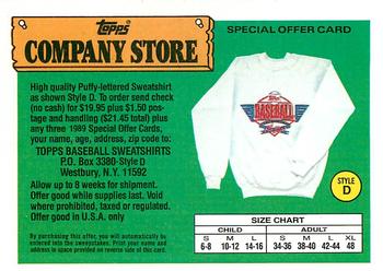 1989 Topps - Topps Company Store #NNO Style D Sweatshirt Offer Front