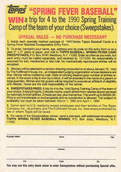 1989 Topps - Topps Company Store #NNO Style C Sweatshirt Offer Back