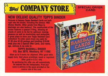 1989 Topps - Topps Company Store #NNO New Deluxe Quality Topps Binder Offer Front