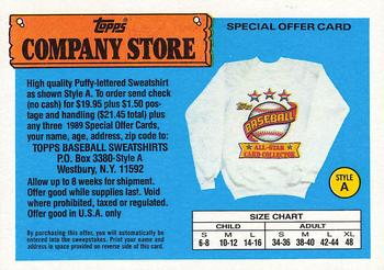 1989 Topps - Topps Company Store #NNO Style A Sweatshirt Offer Front