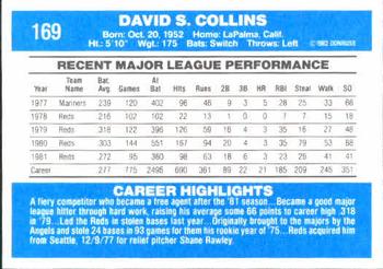1982 Donruss #169 Dave Collins Back