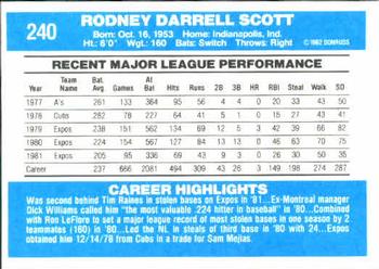 1982 Donruss #240 Rodney Scott Back