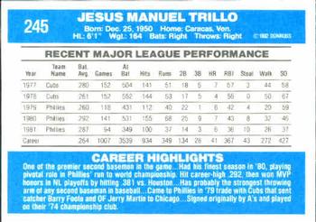 1982 Donruss #245 Manny Trillo Back