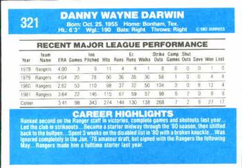 1982 Donruss #321 Danny Darwin Back