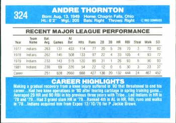 1982 Donruss #324 Andre Thornton Back