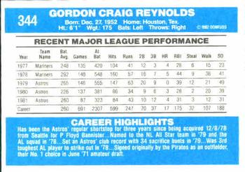 1982 Donruss #344 Craig Reynolds Back