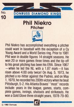1982 Donruss #10 Phil Niekro Back