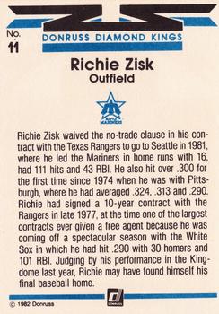 1982 Donruss #11 Richie Zisk Back